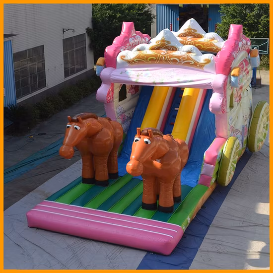 2020 Aoqi dernière conception parc d'attractions chariot de luxe toboggans gonflables pour les enfants